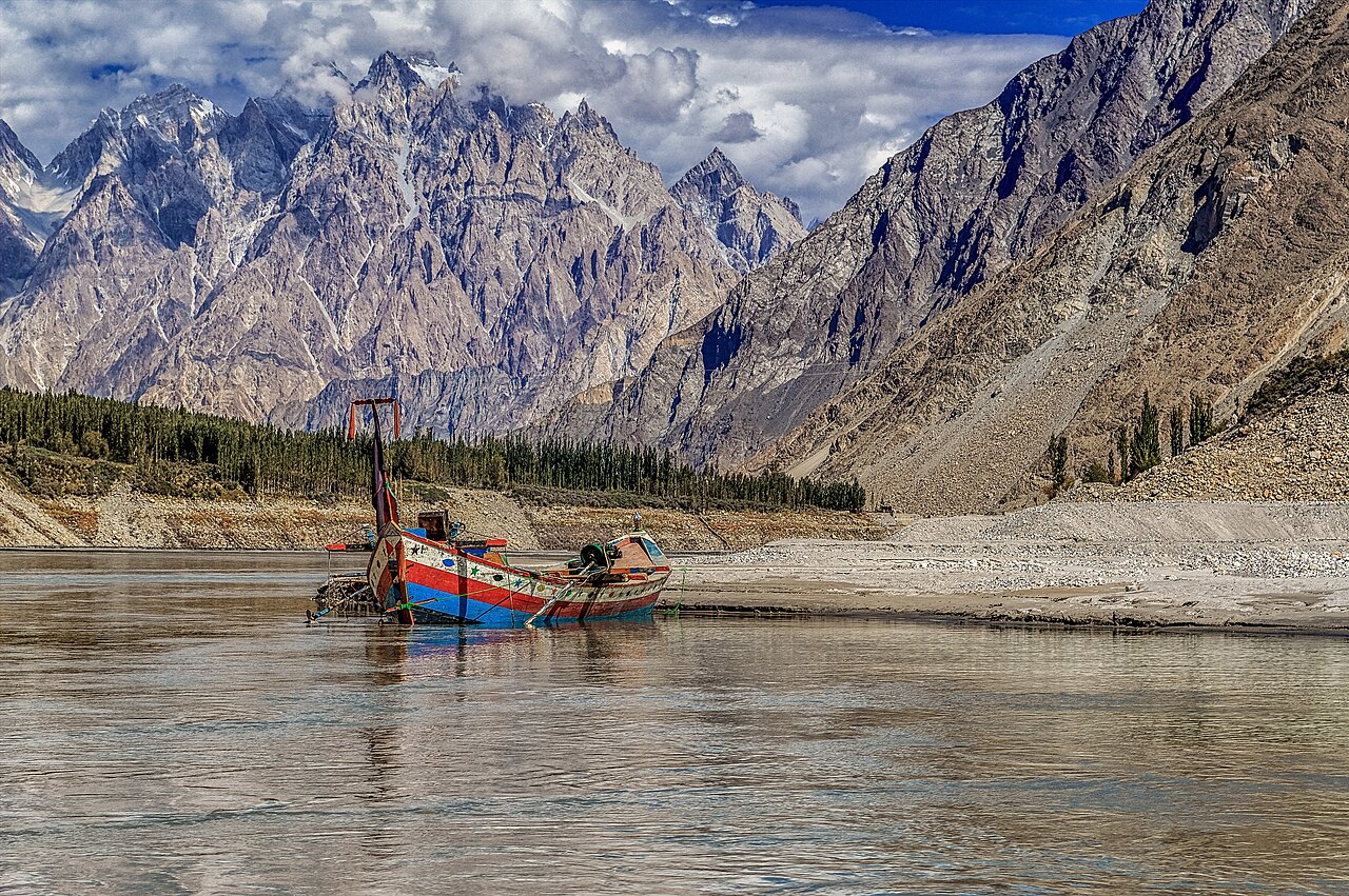 Attabad Lake in Hunza with Passu cones in the background